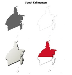 South Kalimantan Blank Outline Map Set