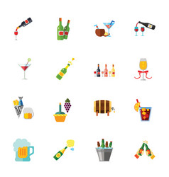 Alcohol Icon Set Wine And Beer Bar Pub