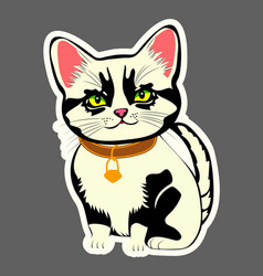 Black And White Cat With A Collar Sticker Graphics