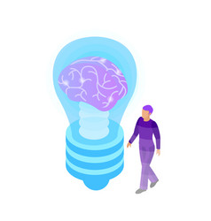 Brain Idea Bulb Composition