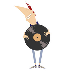 Cartoon Man With Vinyl Record