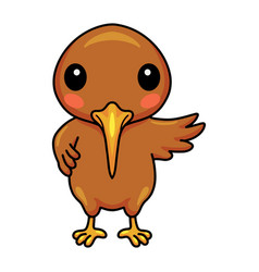 Cute Little Kiwi Bird Cartoon Posing