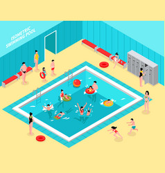 Family Pool Isometric Composition