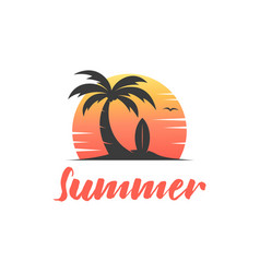 Palm Tree And Surfing Board Logo