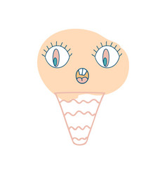 Surprised Face Ice Cream Cone Character