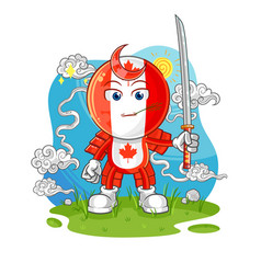 Canada Flag Head Samurai Cartoon Cartoon Mascot