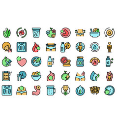 Metabolism Icons Set Flat