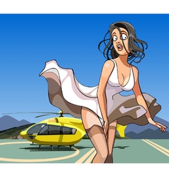 Cartoon Girl With Her Skirt Billowing In The Wind