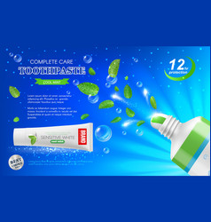 Green Mint Leaves And Dental Care Toothpaste