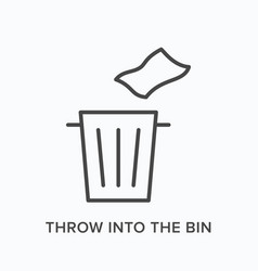 Throw Trash Into Bin Flat Line Icon