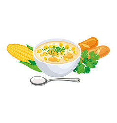 Creamy Sweet Corn Soup Icon On A White Background