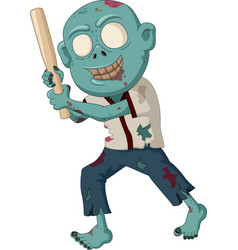 Cute Zombie Cartoon Holding Baseball Bat