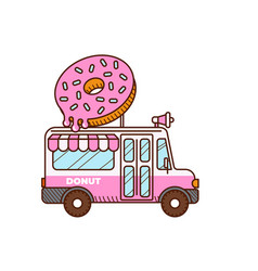 Donut Van Icon Food Truck Isolated On White