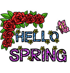 Hello Spring Cartoon Colored Clipart