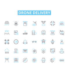 Drone Delivery Linear Icons Set Drs Delivery