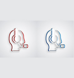 Paper Cut Man With A Headset Icon Isolated