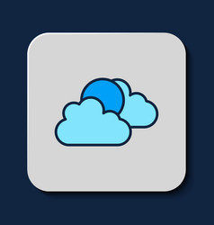 Filled Outline Sun And Cloud Weather Icon Isolated