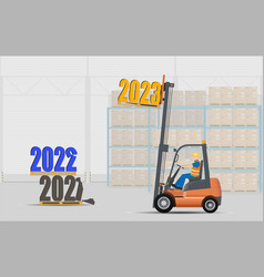 Happy New Year 2023 Concept A Forklift