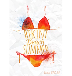 Watercolor Red Orange Bikini