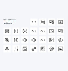 25 Multimedia Line Icon Pack