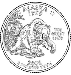 American Money Quarter 25 Cent Coin Alaska