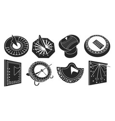 Sundial Isolated Black Set Icon