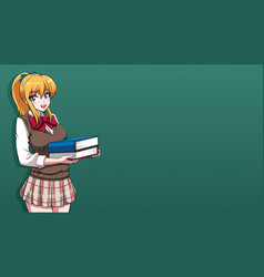 Anime Manga Schoolgirl With Books