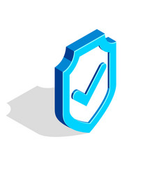 Blue Shield With Check Mark Tick 3d Isometric