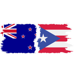 Puerto Rico And New Zealand Grunge Flags