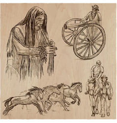 Wild West And Native Americans - An Hand Drawn