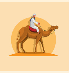 Arabic Man Riding Camel In Sand Middle East Asian