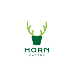 Plant Cactus Horn Green Nature Logo Design