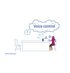 Woman Using Smart Speaker Personal Assistant Voice