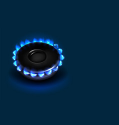 Gas Burner With Blue Flame Glowing Fire Ring