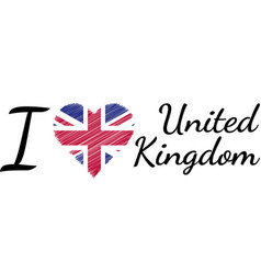 I Love Country United Kingdom Text Heart Doodle