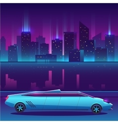 Limousine In Front Of Night City Urban