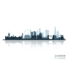 London Skyline Silhouette With Reflection