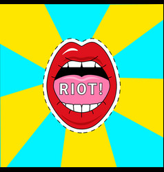 Red Lips Open Female Mouth Riot Pop Art Poster