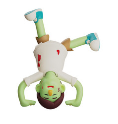 Zombie 3d Cartoon Character Standing Upside Down