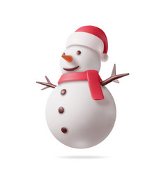 3d White Snowman In Hat And Scarf