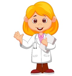 Cute Little Female Doctor Cartoon Waving Hand