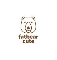 Head Fat Bear Cute Line Minimalist Logo Design