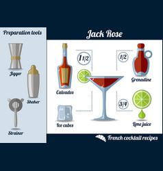 Jack Rose Cocktail Infographic Set Recipe