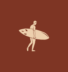 Hand Drawn Man Carrying A Surfboard Vintage Style