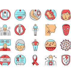 Hiv Aid Health Medical Ribbon Icons Set