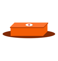 Small Orange Box With Medical Supplies On A White