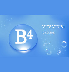 Vitamin B4 Choline Drops Of Water On A Blue