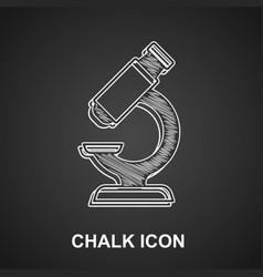 Chalk Microscope Icon Isolated On Black Background