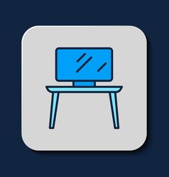 Filled Outline Tv Table Stand Icon Isolated