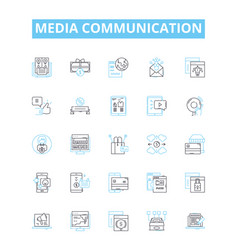 Media Communication Line Icons Set Media